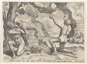 Offering of Cain and Abel History of Cain and Abel (series title) by Johann Sadeler (I)
