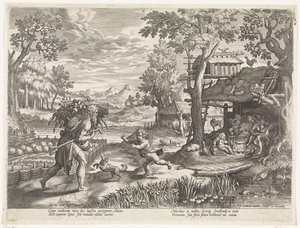 Seth Greets Adam on His Return from the Field by Johann Sadeler (I)