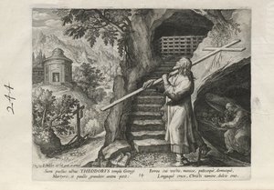 Theodorus, pl. 14 of 25 from the series Trophaeum Vitae Solitariae (Male Hermits) by Johann Sadeler I