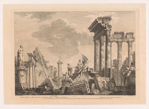 Five Men Reasoning by Ancient Ruins by Johann Sebastian Muller