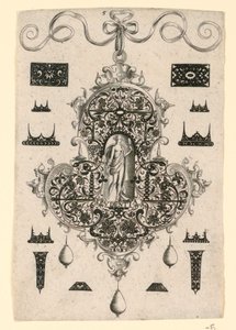 Plate 5, from a series of eight pendant designs with the cardinal virtues by Johann Theodor de Bry
