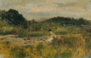 Stream Landscape with Sitting Girl