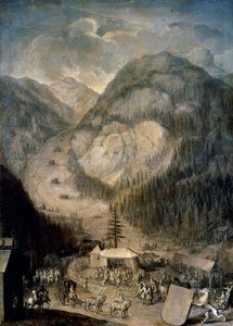 Charles VI, Holy Roman Emperor, inspecting the kill of chamois deer in Eisenerz