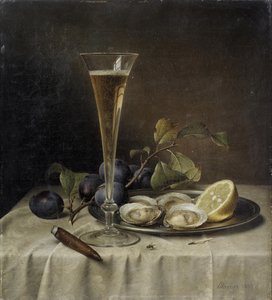 Still Life with Champagne and Oysters, 1857 by Johann Wilhelm Preyer