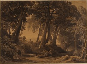 The Meeting of Isaac and Rebekah (Genesis 24:62-63) by Johann Wilhelm Schirmer