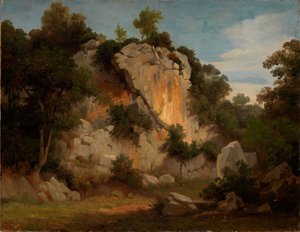 Rock Face with Trees and Shrubs by Johann Wilhelm Schirmer