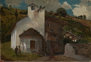Chapel in an Alpine Village by Johann Wilhelm Schirmer