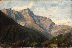 Swiss Mountain Landscape with Piz Beverin in the Background by Johann Wilhelm Schirmer