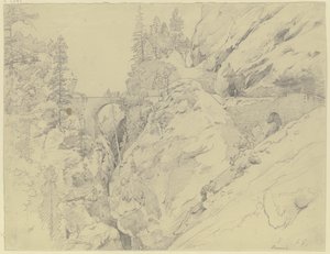 Via Mala, Above the Stone Bridge by Johann Wilhelm Schirmer