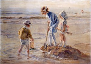 Playing on the Katwijk Beach by Johann Zoetelief Tromp