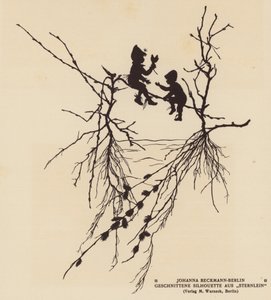 Silhouette of two figures sitting on a branch by Johanna Beckmann
