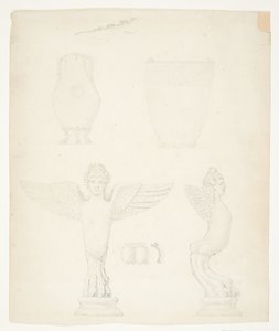 Study Sheet with Vases and Sirens by Johanne Bindesbøll