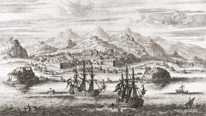 Dutch Ships in Front of Muscat, Oman in 17th Century