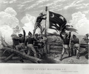 The Heroism of Sergeant William Jasper in Defence of Fort Moultrie, South Carolina, 12th May 1780, engraved by G.R. Hall by Johannes Adam Simon Oertel