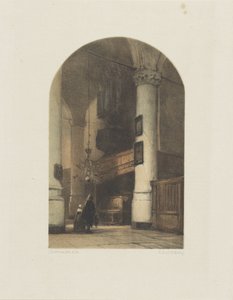 Church Interior with Two Figures and Organ