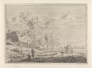 Landscape with Cart and Two Fishermen by Johannes Christiaan Janson