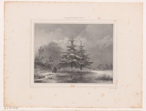 Winter Landscape with Two Pine Trees by Johannes Christiaan d