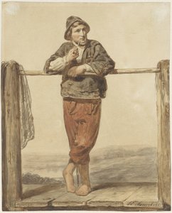 Pipe-Smoking, Standing Man, Front View