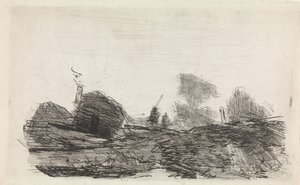Landscape with a Barn and Two Riders by Johannes Franciscus Hoppenbrouwers