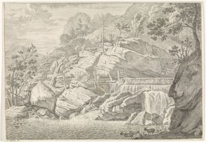 View of the Great Waterfall of Chartreuse (Landscapes in the Chartreuse Mountains) by Johannes Glauber