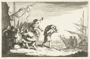 Harbor with Conversing Merchants (Italian Harbors, Aliqui Portus) by Johannes Gronsveld