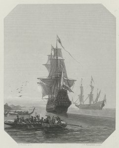 Arrival of Abel Tasman in New Zealand, 1642-1643, ca. 1865 by Johannes Heinrich Maria Hubert Rennefeld