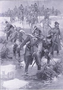 A Feat of Horsemanship. Russian Cavalry Crossing a River by Johannes Hermann Barend Koekkoek