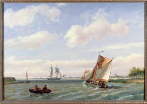 Fishing Boat in an Estuary by Johannes Hermann Barend Koekkoek