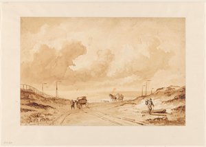 Landscape with Road Between Dunes to the Sea by Johannes Hermanus Barend Koekkoek