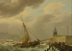 Ships in Stormy Seas by Johannes Hermanus Koekkoek