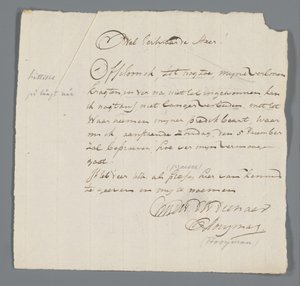 Letter from Rev. Hooyman to Jan Brandes by Johannes Hooyman