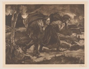 Man and Woman with Sack on Back by Johannes Josephus Aarts (signed by artist)