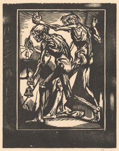 Two Naked Male Figures with Bell and Candle Snuffer
