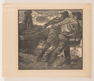 Workers with Ropes on the Shore by Johannes Josephus Aarts