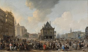 The Dam, Viewed to the North, with the Town Hall Under Construction by Johannes Lingelbach