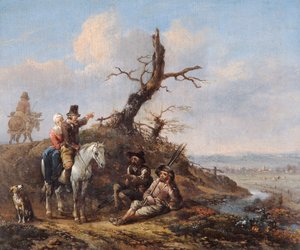 Landscape with Travellers Resting and Couple on Horseback