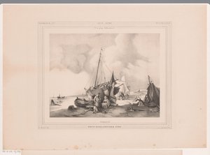 Dutch Coast with Boats and People by Johannes Lodewijk Riedel