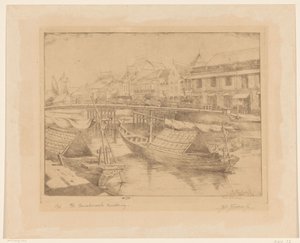 Red Bridge in the Lower Town of Surabaya in East Java by Johannes Nicolaas