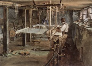 Appenzell Weaver Couple at Work on the Handloom, circa 1830