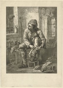 Man bandaging his leg by Johannes Schoenmakers