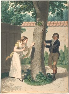 Young Man and Girl Playing Hide and Seek