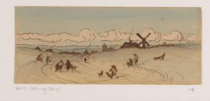 Landscape in the Dune Region with Hunters and Dogs by Johannes Tavenraat