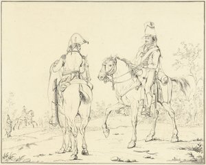 Two French Cavalrymen on Horseback by Johannes Vinkeles