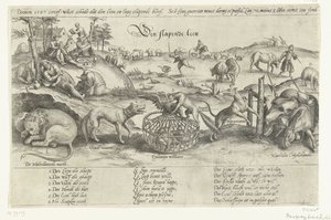 The Sleeping Lion, 1567 (The Sleeping Lion) (Four Allegories on the Events between 1576-1579 in the Netherlands) by Johannes Wierix (attributed to)