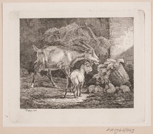 A Goat, a Kid, and Rabbits in a Stable by Johannes Wilhelm Zillen