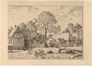Farms with Draw Well by Johannes and Lucas van Doetechum after Master of the Small Landscapes
