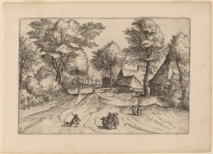 Village Road with Farm and Sheds by Johannes and Lucas van Doetechum after Master of the Small Landscapes