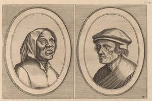 "Baef Schol-becx" and "Spruyt Vroegh-bedorven" by Johannes and Lucas van Doetechum after Pieter Bruegel the Elder