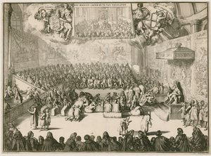A Session in the House of Commons with George II on the Throne by Johannes and Mortier, Cornelis Covens