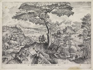 Landscape with Resting Soldiers (series title: Large Landscapes) by Johannes of Lucas van Doetechum